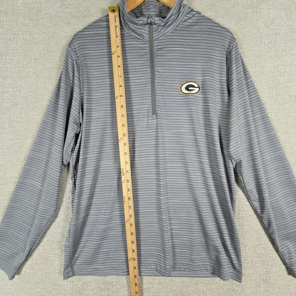 Antigua Green Bay Packers Mens Large Grey Striped Quarter Zip‎ Pullover NFL